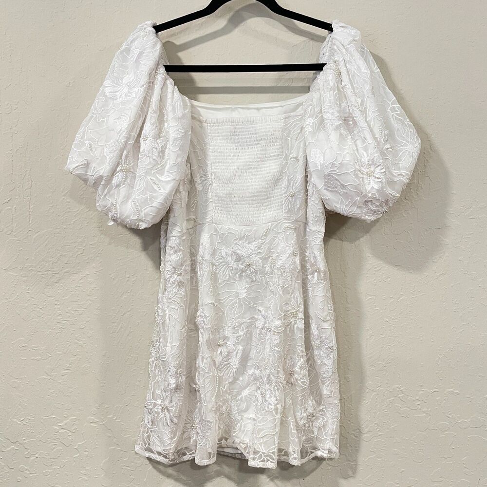 ~ BHLDN Lg 2in1 Bridal Dress Anthropologie Removable Puff-Sleeve Wedding Mini - Picture 11 of 16